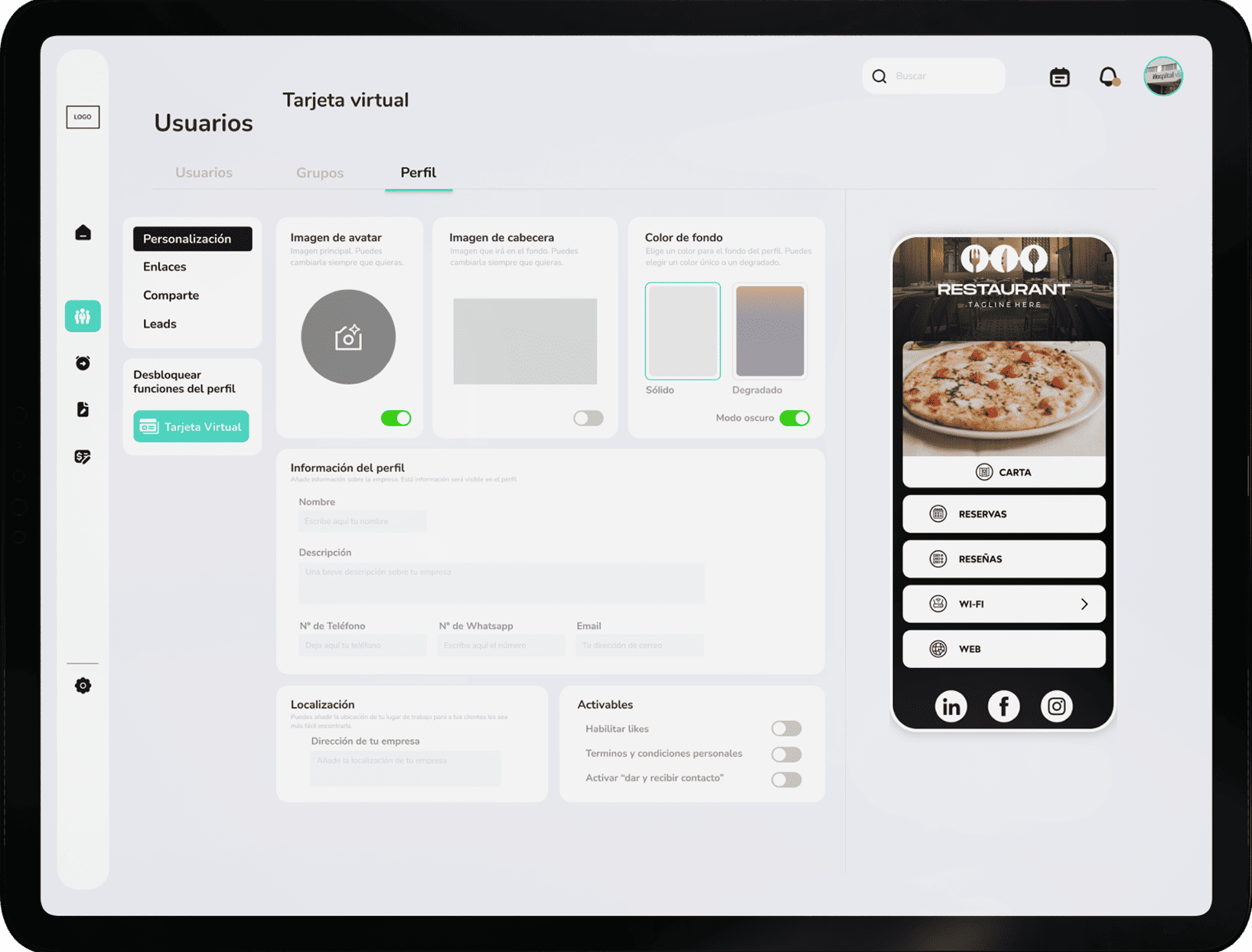 Tablet hostelería